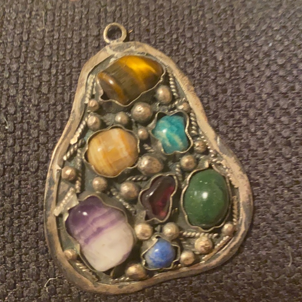 Vintage silver stone brooch.